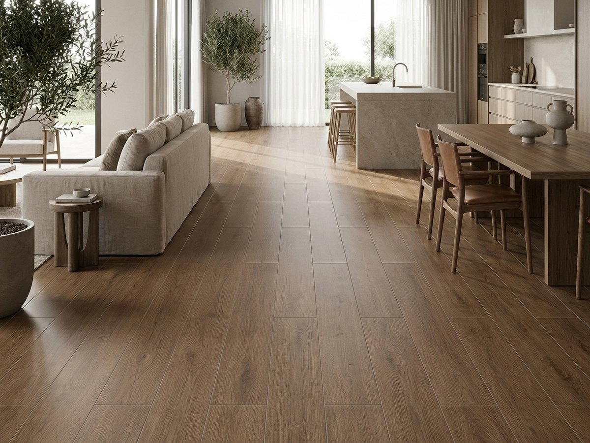 Line Wood Dark Brown in a room
