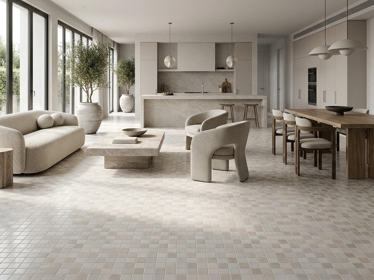 Stoneglass Opalo Blanco in a room